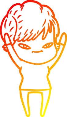 Bir insan tarafından çizilmiş mutlu bir kadının çizgi çizimi.