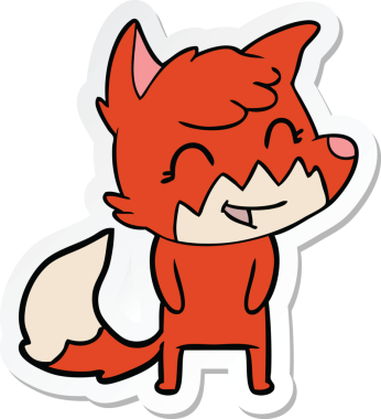 Bir insan tarafından çizilmiş mutlu bir tilkinin çıkartması.