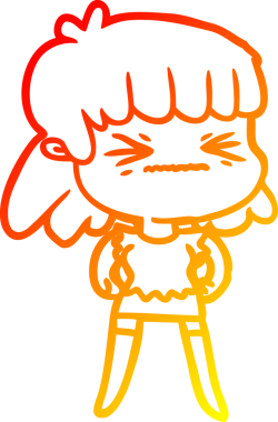 Bir insan tarafından çizilmiş kızgın bir kızın sıcak çizgi çizimi