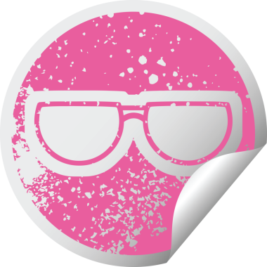 Bir insan tarafından çizilen gözlük, grafiksel sıkıntılı etiket illüstrasyon simgesi