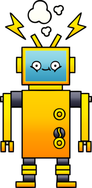 Arızalı bir robotun insan tarafından çizilmiş gölgeli karikatürü