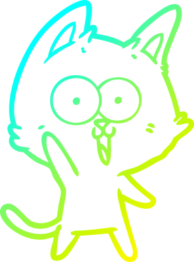 Bir insan tarafından çizilmiş komik çizgi film kedisinin soğuk gradyan çizgisi.