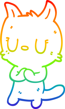 Gökkuşağı gradyan çizgisi bir insan tarafından çizilmiş şirin bir çizgi kedi çizimi