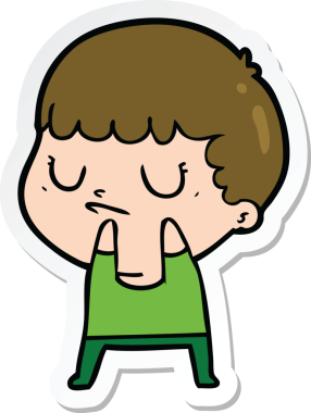 Bir insan tarafından çizilmiş huysuz bir çocuğun çıkartması.