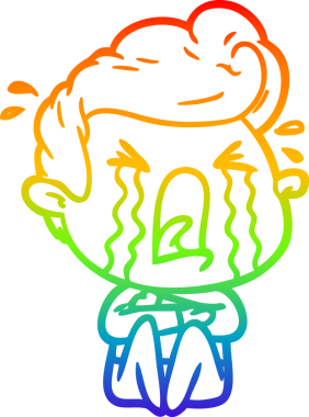 Bir insan tarafından çizilmiş ağlayan bir adamın çizdiği gökkuşağı gradyan çizgisi.