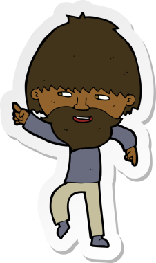 Çizgi film sakallı bir adamın çıkartması bir insan tarafından çizilmiş.