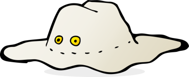 bir insan tarafından çizilmiş eski bir Avustralya şapkası.