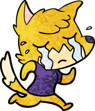 Bir insan tarafından çizilmiş ağlayan tilki çizgi filmi.