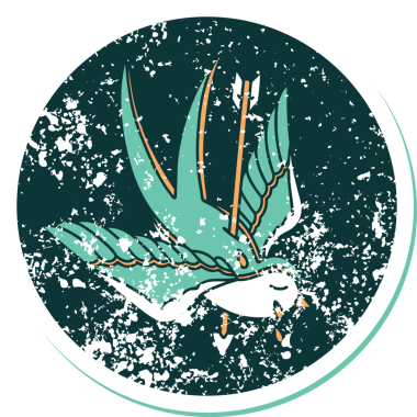 Bir insanın çizdiği okla delinmiş bir kırlangıcın sembolik dövmesi.