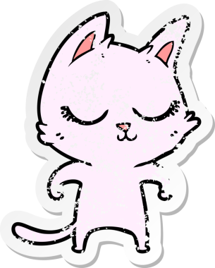 Bir insan tarafından çizilmiş sakin bir çizgi film kedisinin sıkıntılı çıkartması.