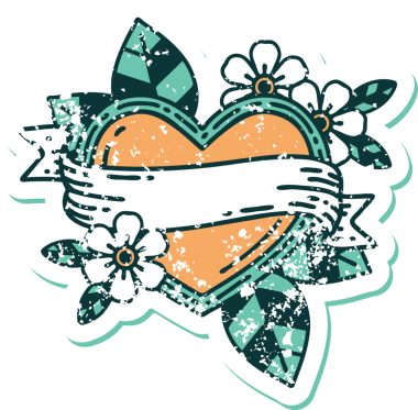 Bir insan tarafından çizilmiş kalp ve bayrağın sembolik depresif dövme şekli