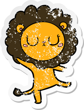 Bir insan tarafından çizilmiş karikatür aslanının sıkıntılı çıkartması.