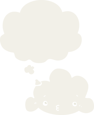 Düşünce baloncuğu olan sevimli çizgi film bulutu bir insan tarafından çizilmiş.