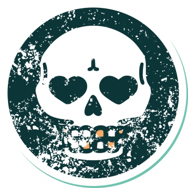 Bir insan tarafından çizilmiş bir kafatasının sembolik dövmeli görüntüsü.