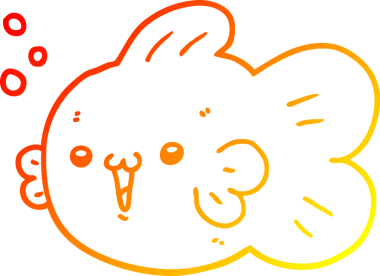 Bir insan tarafından çizilmiş karikatür balığının sıcak çizgi çizimi