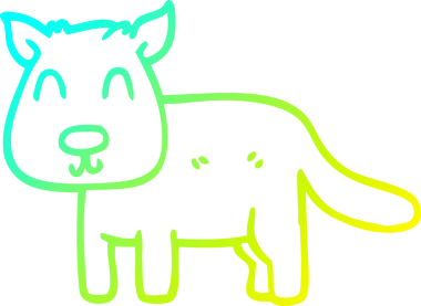 Bir insan tarafından çizilmiş sakin bir köpeğin soğuk çizgi çizimi.