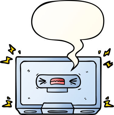 çizgi film kızgın eski kaset konuşma baloncuğu pürüzsüz gradyan tarzı bir insan tarafından çizilmiş