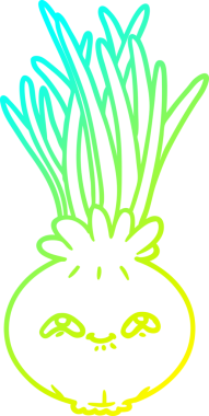 Bir insan tarafından çizilmiş soğan karikatürünün soğuk gradyan çizimi