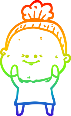 Gökkuşağı gradyan çizgi çizimi Bir insan tarafından çizilmiş mutlu yaşlı kadın