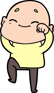 Bir insan tarafından çizilmiş mutlu, kel adam.