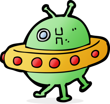 bir insan tarafından çizilmiş UFO çizgi filmi