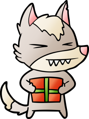 Bir insan tarafından çizilmiş kızgın Noel Kurdu çizgi filmi.