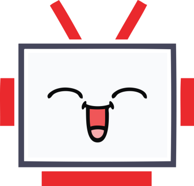 Bir insan tarafından çizilmiş robot kafasının düz renkli retro karikatürü