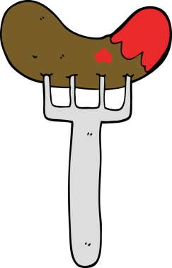 Bir insan tarafından çizilmiş çatallı sosis.