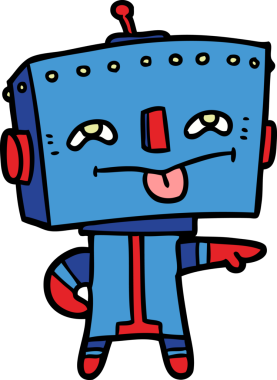 Bir insan tarafından çizilmiş çizgi film robotu