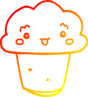 Yüzü insan tarafından çizilmiş bir çizgi film kekinin sıcak çizgi çizimi