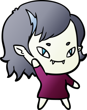 Bir insan tarafından çizilmiş çizgi film dostu vampir kız.