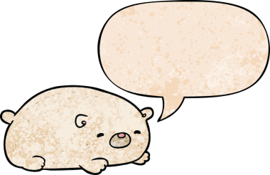 Bir insan tarafından çizilmiş eski moda konuşma baloncuklu şirin kutup ayısı.