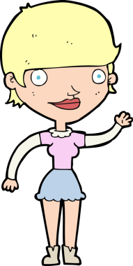 Bir insan tarafından çizilmiş bir fikri olan karikatür kadın.