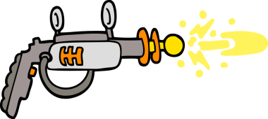 Bir insan tarafından çizilmiş el çizimi karikatür ışın silahı.