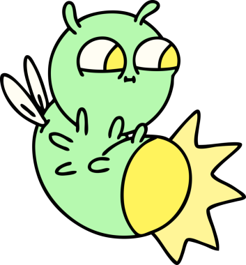 Bir insan tarafından çizilmiş sevimli bir böcekle ilgili karikatür