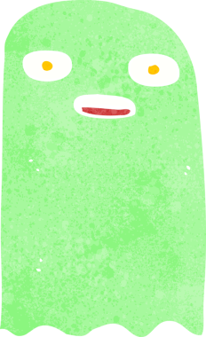 Bir insan tarafından çizilmiş komik çizgi film hayaleti.