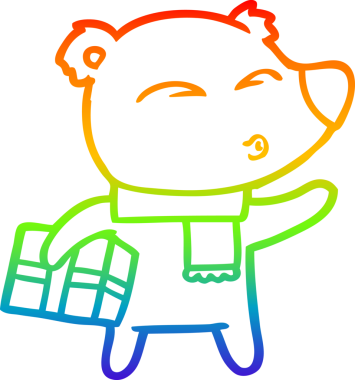 gökkuşağı gradyanı çizimi bir insan tarafından çizilmiş bir karikatür noel kutup ayısı