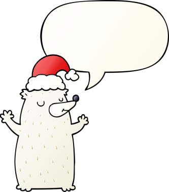 Bir insan tarafından çizilmiş hoş bir çizgi roman ayısı konuşma baloncuğu gibi yumuşak bir gradyan tarzıyla