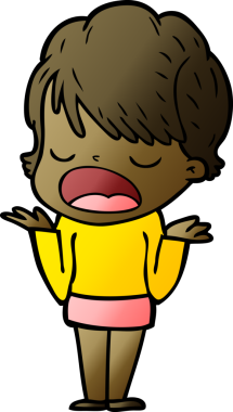 Bir insan tarafından çizilmiş bir karikatür kadın konuşuyor.