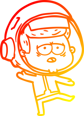 Bir insan tarafından çizilmiş, karikatür, yorgun astronot çizimi.