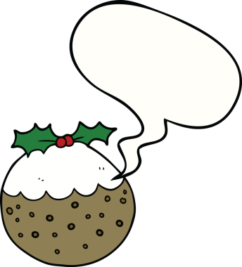 Bir insan tarafından çizilmiş konuşma balonlu puding.