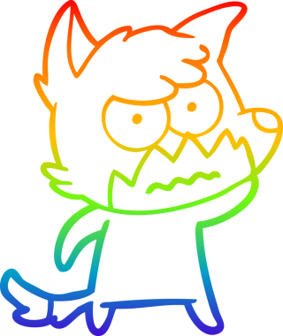 Gökkuşağı gradyan çizgi çizimi bir insan tarafından çizilmiş bir tilki