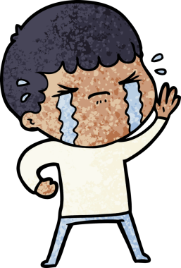 Bir insan tarafından çizilmiş ağlayan çizgi film adamı.