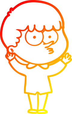 Bir insan tarafından çizilmiş, çizgi film karakteri meraklı bir çocuk çizimi.