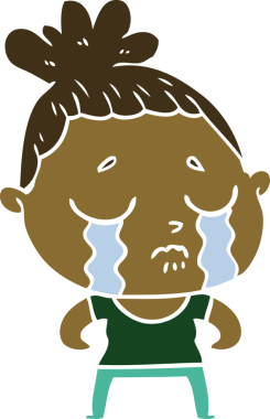 Düz renkli karikatür. Sert kadın bir insan tarafından çizilmiş.