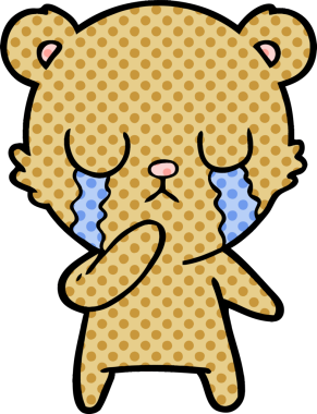 Bir insan tarafından çizilmiş ağlayan ayı karikatürü.