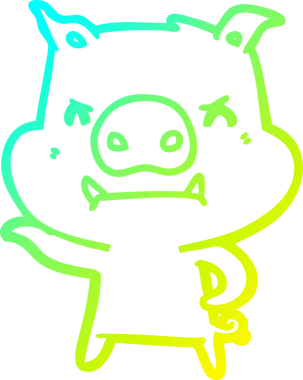 Bir insan tarafından çizilmiş kızgın çizgi film domuzu çizimi.