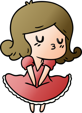 Bir insan tarafından çizilmiş kawai kızının gradyan çizimi.