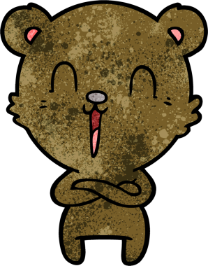 Bir insan tarafından çizilmiş mutlu çizgi film ayısı.