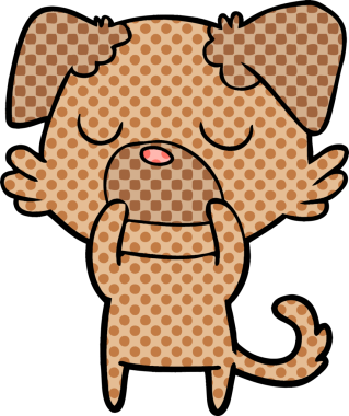 Bir insan tarafından çizilmiş çizgi film köpeği.